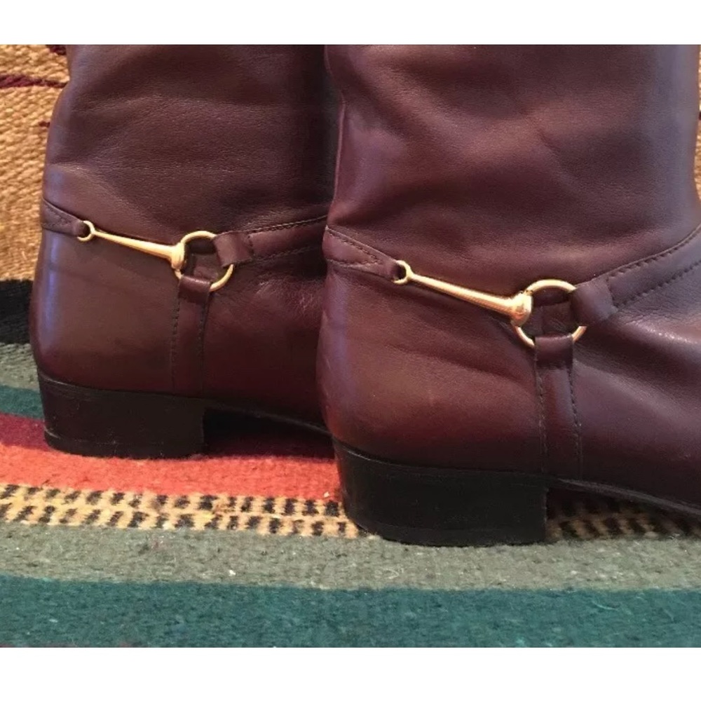 GUCCI Beautiful Brown Equestrian Horse Bit Riding Boots Sz 6 made in Italy RARE! - Picture 2 of 8